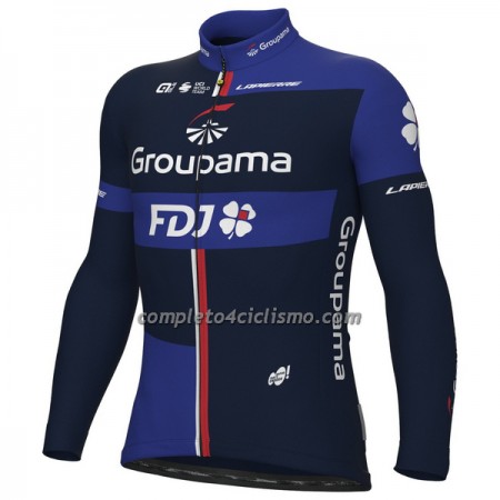 Maglia 2023 Groupama FDJ Manica Lunga Nero Blu Maglia 2023 Groupama FDJ Manica Lunga Nero Blu